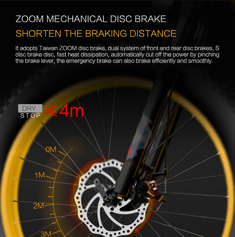 GOGOBEST GF600 Electric Bike 48V 13Ah Battery 1000W Motor 26x4.0 inch Fat Tire Aluminum Alloy Frame Shimano 7-speed Shift Max Speed 40km/h 110KM Power-assisted mileage Range LCD Display IP54 Waterproof - Black Yellow
