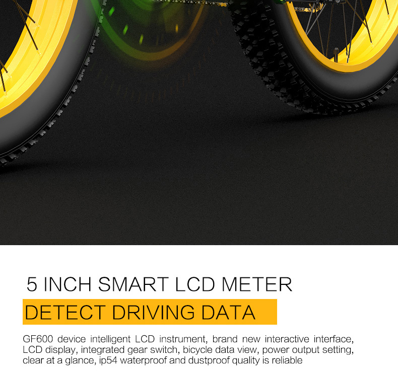 GOGOBEST GF600 Electric Bike 48V 13Ah Battery 1000W Motor 26x4.0 inch Fat Tire Aluminum Alloy Frame Shimano 7-speed Shift Max Speed 40km/h 110KM Power-assisted mileage Range LCD Display IP54 Waterproof - Black Yellow