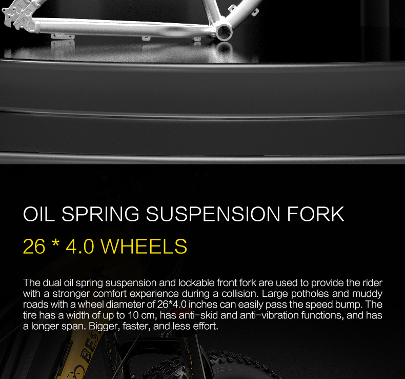 GOGOBEST GF600 Electric Bike 48V 13Ah Battery 1000W Motor 26x4.0 inch Fat Tire Aluminum Alloy Frame Shimano 7-speed Shift Max Speed 40km/h 110KM Power-assisted mileage Range LCD Display IP54 Waterproof - Black Yellow