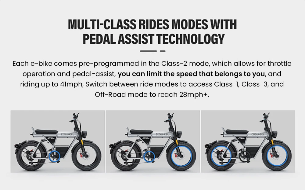 COSWHEEL CT20S Electric Bike, 1500W Motor, 60V 27.5Ah Battery, 20*5.0-inch Off-road Tire, 45km/h Max Speed, 160km Max Range, Shimano 7-Speed, Hydraulic Oil Brakes, Front & Rear Shock Absorption
