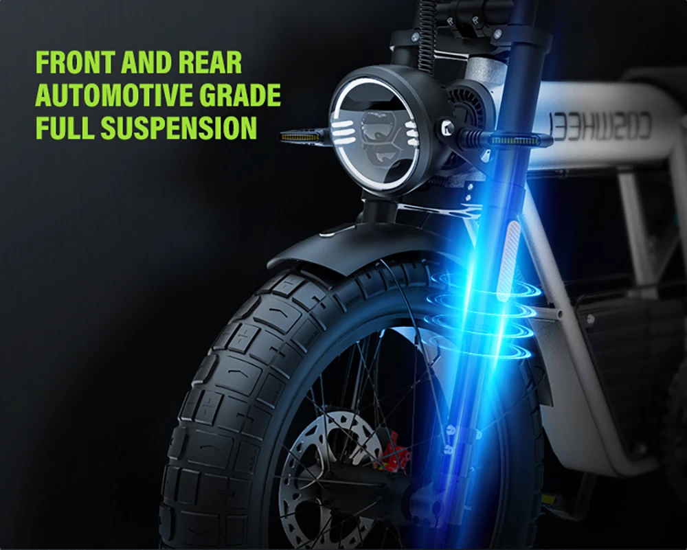 COSWHEEL CT20S Electric Bike, 1500W Motor, 60V 27.5Ah Battery, 20*5.0-inch Off-road Tire, 45km/h Max Speed, 160km Max Range, Shimano 7-Speed, Hydraulic Oil Brakes, Front & Rear Shock Absorption