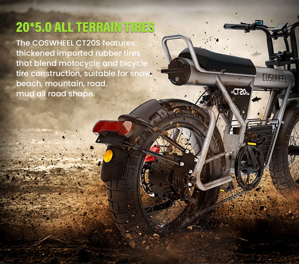 COSWHEEL CT20S Electric Bike, 1500W Motor, 60V 27.5Ah Battery, 20*5.0-inch Off-road Tire, 45km/h Max Speed, 160km Max Range, Shimano 7-Speed, Hydraulic Oil Brakes, Front & Rear Shock Absorption