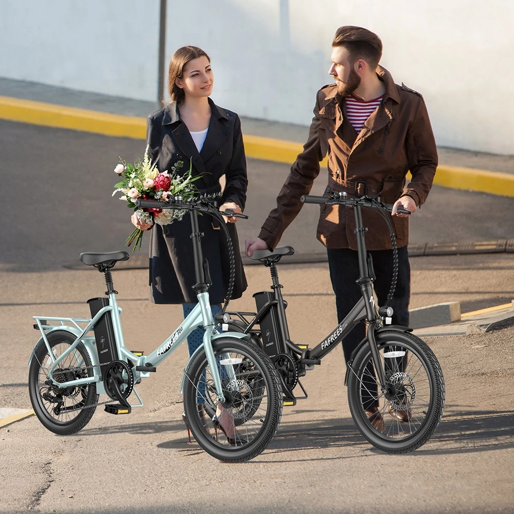 Fafrees F20 Lasting Electric Bike, 250W Motor, 36V 18.2Ah Battery, 20*1.95'' Tires, 25km/h Max Speed, 120km Max Range, Mechanical Disc Brakes, SHIMANO 7 Speed - Haze Blue