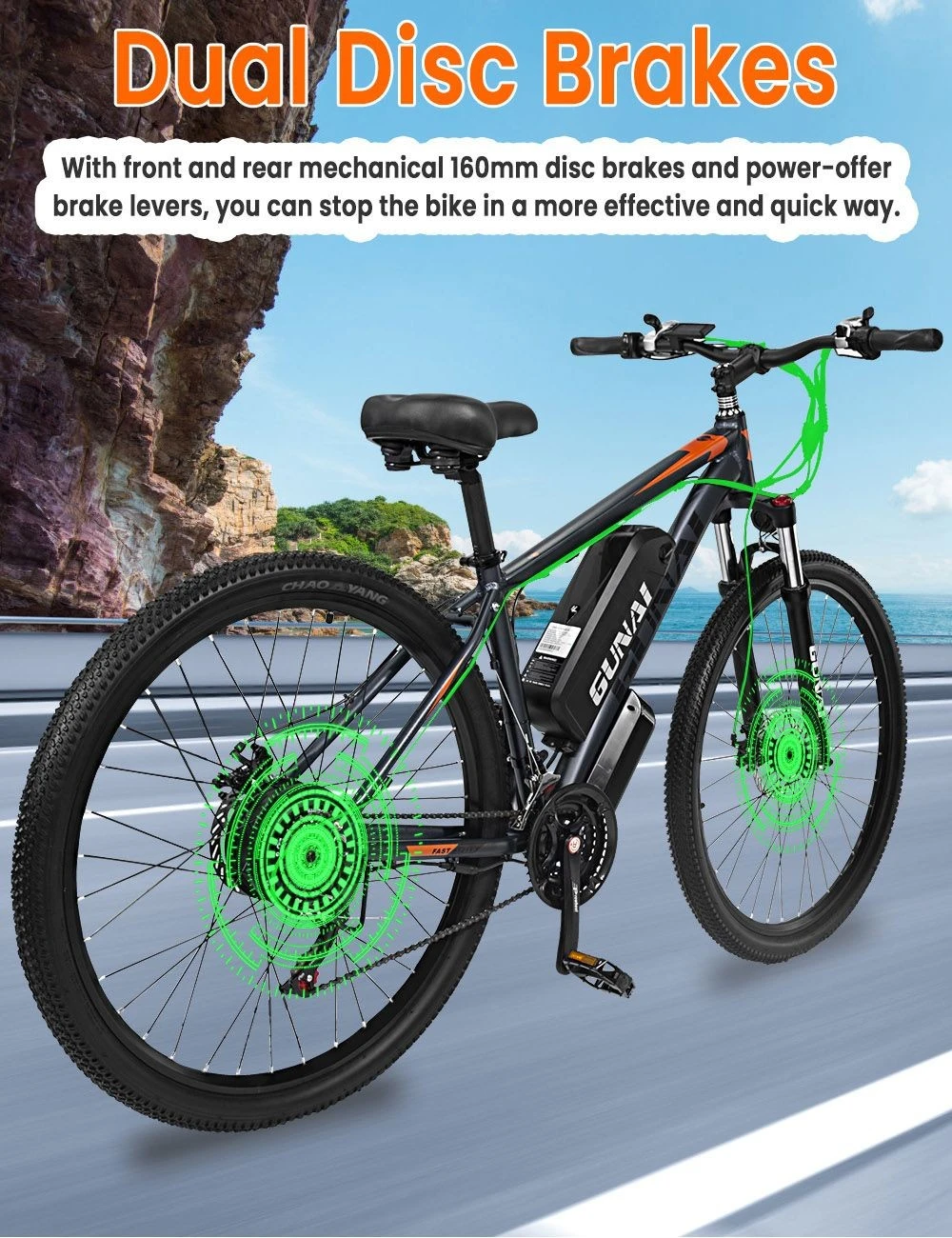 GUNAI GN29 Electric Bike 29*2.1in Tire 48V 750W Motor 50km/h Max Speed 15Ah Battery 90km Max Range Dual Disc Brakes