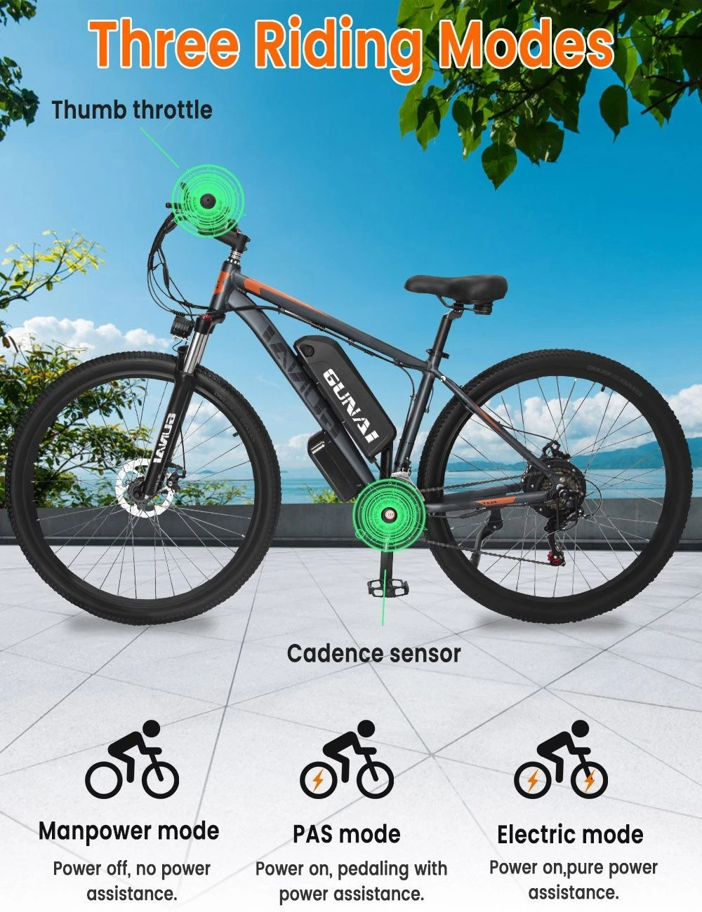 GUNAI GN29 Electric Bike 29*2.1in Tire 48V 750W Motor 50km/h Max Speed 15Ah Battery 90km Max Range Dual Disc Brakes