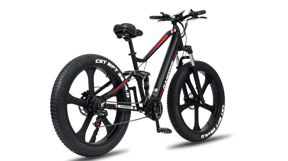 RANDRIDE YX90M Electric Bike, 26'' Fat Tire, 1000W Brushless Motor, 48V13.6Ah Battery, 45km/h Max Speed, 100km Range, LCD Display, SHIMANO Hydraulic Brake, Full Suspension Frame