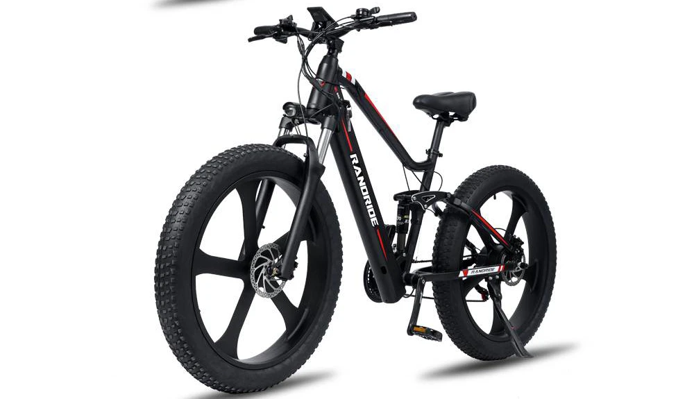 RANDRIDE YX90M Electric Bike, 26'' Fat Tire, 1000W Brushless Motor, 48V13.6Ah Battery, 45km/h Max Speed, 100km Range, LCD Display, SHIMANO Hydraulic Brake, Full Suspension Frame