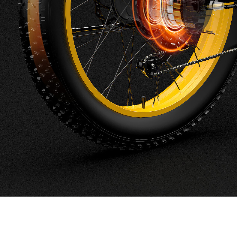 GOGOBEST GF600 Electric Bike 48V 13Ah Battery 1000W Motor 26x4.0 inch Fat Tire Aluminum Alloy Frame Shimano 7-speed Shift Max Speed 40km/h 110KM Power-assisted mileage Range LCD Display IP54 Waterproof - Black Yellow